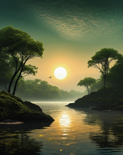 landscape background,nature background,world digital painting,fantasy landscape,an island far away landscape,nature wallpaper,windows wallpaper,river landscape,nature landscape,evening lake,background view nature,tranquility,beautiful landscape,waterscape,coastal landscape,green landscape,full hd wallpaper,sea landscape,paysage,landscape nature,Conceptual Art,Daily,Daily 11