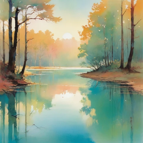river landscape,watercolor background,forest lake,landscape background,evening lake,forest landscape,waterscape,water colors,dubbeldam,watercolor,nature landscape,autumn landscape,calm water,water scape,landscape nature,watercolor blue,watercolorist,watercolor painting,world digital painting,spring lake,Illustration,Paper based,Paper Based 12