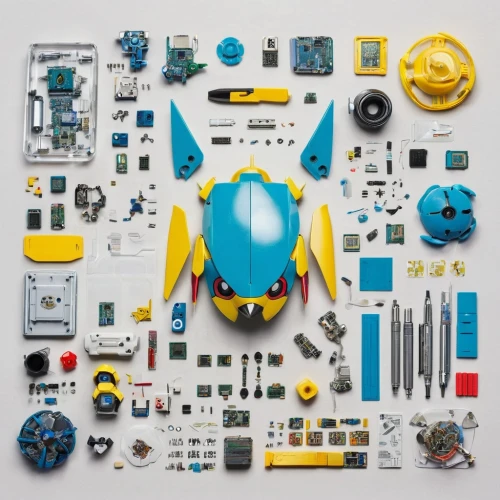 digivolve,metabee,bumblebee,cognex,yellow and blue,micromaster,digimon,arduino,kryptarum-the bumble bee,components,drone bee,targetmaster,reassembles,disassembled,scarab,toyline,technomart,kit,minibot,disassembles,Unique,Design,Knolling