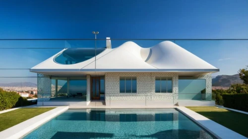 pool house,glass roof,roof landscape,cubic house,cube house,house roof,modern house,dreamhouse,modern architecture,dunes house,house shape,summer house,mirror house,glass pyramid,holiday villa,roof top pool,inverted cottage,folding roof,house roofs,beach house