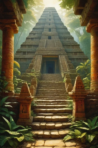 step pyramid,tikal,azteca,aztecas,chichen itza,pyramid,eastern pyramid,pyramids,vimana,pakal,mesoamerican,mypyramid,palenque,temples,artemis temple,pyramidal,kharut pyramid,mesoamerica,kukulkan,amazonica,Illustration,Realistic Fantasy,Realistic Fantasy 04