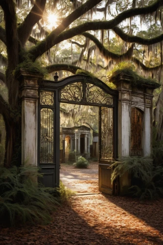 brookgreen gardens,mirkwood,entranceways,doorways,springhouse,archways,gatewood,forest chapel,forest cemetery,the mystical path,gateway,stone gate,rivendell,enchanted forest,folly,passageways,forest path,pathway,arbor,fearrington,Art,Artistic Painting,Artistic Painting 24
