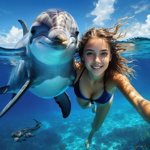 girl with a dolphin,underwater world,trainer with dolphin,whitetip,sea life underwater,dolphin swimming,underwater background,dolphin,sea animals,oceanic dolphins,sea life,dolphin rider,marine life,two dolphins,delfin,dolphins,dolphin fish,dolphin background,marine mammals,dolfin,Conceptual Art,Fantasy,Fantasy 12
