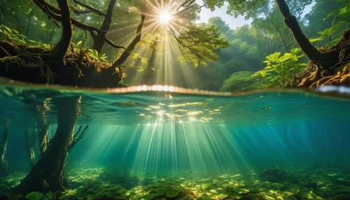underwater oasis,underwater landscape,underwater background,submerged,ocean underwater,nature wallpaper,under water,waterscape,fairy forest,underwater,underwater world,reflection in water,green trees with water,sunrays,calm water,the body of water,water scape,rays,full hd wallpaper,fairytale forest,Photography,Artistic Photography,Artistic Photography 01