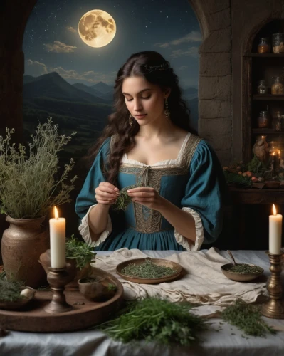 woman drinking coffee,candlemaker,mystic light food photography,woman holding pie,romantic dinner,fantasy picture,imbolc,lughnasadh,place setting,dinnerstein,romantic portrait,candlelit,mabon,romantic scene,innkeeper,esmeralda,tea service,celtic woman,dossi,enchantment,Photography,General,Fantasy
