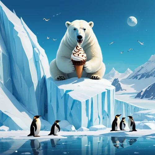 winter animals,ice bears,ice popsicle,north pole,glace,antarctic,arctica,arctic,ice bear,pinguine,arctic penguin,arctic ocean,icebear,whimsical animals,antartica,artic,polar,arcticus,icy snack,polar bears,Conceptual Art,Fantasy,Fantasy 06