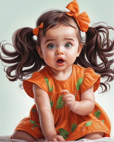 cute baby,orange,little girl in pink dress,girl drawing,young girl,children's background,cute cartoon image,little girl,girl sitting,cute cartoon character,girl portrait,kids illustration,britton,painter doll,little girl twirling,female doll,little girl in wind,world digital painting,the little girl,orange color,Illustration,Realistic Fantasy,Realistic Fantasy 25
