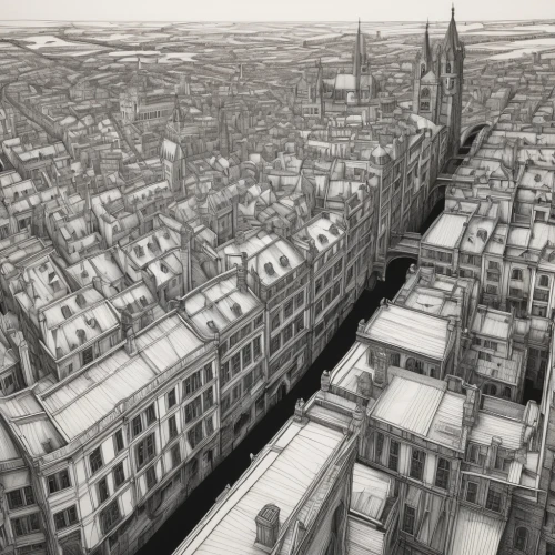 townscape,roofs,cityview,unbuilt,city scape,destroyed city,piranesi,city blocks,cityscapes,city buildings,haussman,rooftops,skyscraping,shard,microdistrict,densification,steeples,density,viewport,coruscant,Conceptual Art,Sci-Fi,Sci-Fi 01