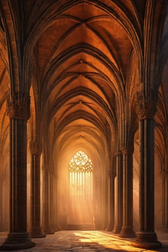 hall of the fallen,cloistered,cathedrals,vaulted ceiling,undercroft,cloister,archways,cloisters,arcaded,monastic,hammerbeam,neogothic,vaults,theed,cathedral,haunted cathedral,the pillar of light,abbaye de belloc,hogwarts,sanctuary,Art,Classical Oil Painting,Classical Oil Painting 42