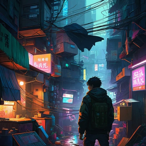 cyberpunk,cityscape,urban,colorful city,slum,alleyway,bladerunner,cybercity,alley,cybertown,dystopian,world digital painting,kowloon,cyberscene,mongkok,shanghai,synth,synthetic,cityzen,dystopias,Conceptual Art,Fantasy,Fantasy 04