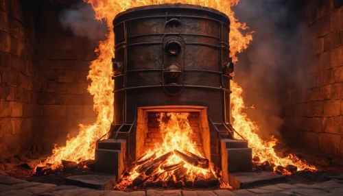 charcoal kiln,furnace,gasifier,burning of waste,cauldron,combustor,incinerator,servierglocke,brewery boiler,precipitator,cremation,cauldrons,wheelabrator,refractories,firebox,brazier,door to hell,pillar of fire,furnaces,incineration,Photography,General,Realistic