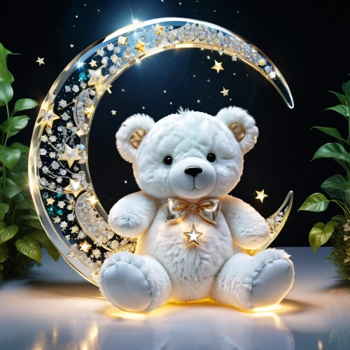3d teddy,starcatchers,cute bear,bear teddy,teddybear,whitebear,twinkly,starbright,plush bear,scandia bear,teddy bear,teddy bear waiting,children's background,fairy lights,twinkling,moon and star background,starlit,twinkle,baby stars,bear,Photography,General,Realistic