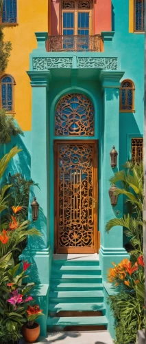colorful facade,peranakan,zanzibar,la kasbah,portmeirion,morocco,portal,hacienda,portofino,positano,djerba,marrakech,kasbah,peranakans,majorelle,casa,haveli,marrakesh,zanzibari,chucun,Art,Artistic Painting,Artistic Painting 46