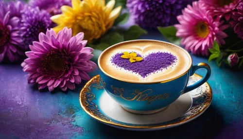 two-tone heart flower,floral with cappuccino,colorful heart,floral heart,coffee background,cappucino,cappuccinos,purple tulip,teacup arrangement,café au lait,latte art,daisy heart,a cup of coffee,cappuccino,i love coffee,muccino,violet tulip,cute coffee,flower tea,cup of cocoa,Photography,General,Fantasy