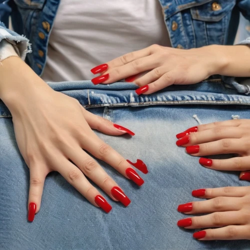 red nails,manicure,woman hands,fingernails,manicures,manicurist,manicuring,manicurists,fingernail polish,nail polish,painting fingernails,opi,nails,essie,jeans background,claws,cuticles,hands,unhas,coral fingers,Photography,General,Realistic