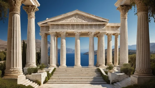 greek temple,marble palace,ephesus,celsus library,temple of diana,roman temple,palladian,temple of hercules,palladio,laodicea,doric columns,leptis,pillars,zappeion,columns,palmyra,salakh,gennadius,colonnades,pergola,Illustration,Realistic Fantasy,Realistic Fantasy 40