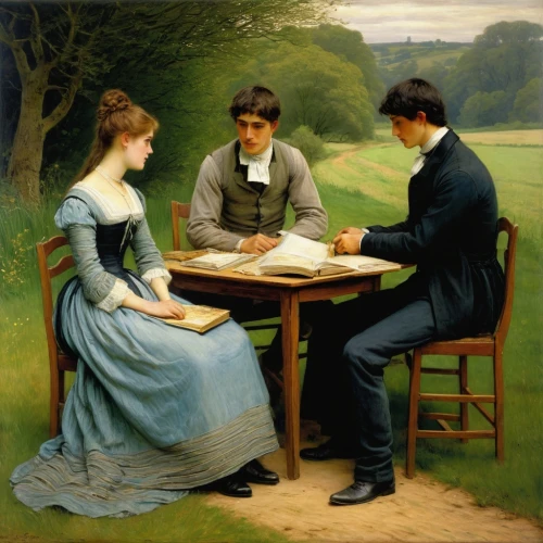 courtship,young couple,courtships,children studying,engagement,conversation,serenade,romantic scene,persuasion,courting,pastoral,millais,a letter,idyll,samaritans,tuxen,sellers,tableside,serenata,habanera,Art,Classical Oil Painting,Classical Oil Painting 13