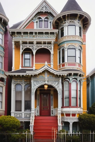 victorian house,painted lady,duboce,rowhouses,old victorian,mansard,victorian,taraval,row houses,rowhouse,haight,serial houses,victoriana,italianate,sanfrancisco,house insurance,architectural style,divisadero,beautiful buildings,henry g marquand house,Illustration,American Style,American Style 09
