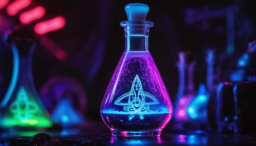 chemiluminescence,plasma lamp,potions,lava lamp,fluorescent dye,potion,alchemy,perfume bottles,photoluminescence,poison bottle,perfume bottle,fluorescence,erlenmeyer flask,bulb,photochemistry,thermoluminescence,bioluminescent,illuminate,uv,bioluminescence,Conceptual Art,Sci-Fi,Sci-Fi 13
