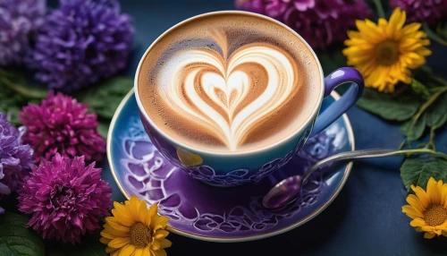 coffee background,floral with cappuccino,tulip background,two-tone heart flower,café au lait,cappuccinos,muccino,cappucino,latte art,floral heart,colorful heart,cappuccino,i love coffee,procaccino,coffee art,cute coffee,latte,a cup of coffee,heart swirls,violet tulip,Photography,Artistic Photography,Artistic Photography 02