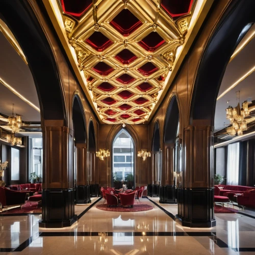 luxury hotel,habtoor,largest hotel in dubai,dragon palace hotel,rotana,intercontinental,art deco,concierge,poshest,savoy,luxe,opulently,opulent,christmas gold and red deco,opulence,faena,sofitel,boisset,baccarat,hotel hall,Photography,General,Realistic