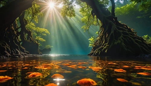 sunlight through leafs,underwater oasis,sun reflection,nature wallpaper,underwater landscape,nature background,reflection in water,full hd wallpaper,sunrays,mangroves,fairytale forest,fairy forest,forest lake,aquatic plants,water reflection,beautiful lake,tropical forest,sun rays,xanthophylls,waterscape,Photography,Artistic Photography,Artistic Photography 01