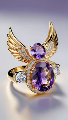 wing purple,ring dove,winged heart,gold and purple,mouawad,angel wing,the hummingbird hawk-purple,chaumet,birthstone,purple and gold,amethyst,winged,bird wing,angel wings,gemology,ring jewelry,piguet,glass wing butterfly,glass wings,defends,Unique,3D,3D Character