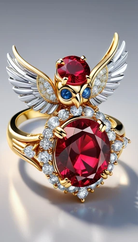 mouawad,birthstone,rubies,ruby red,gemology,ring dove,garnets,anello,black-red gold,jewellers,boucheron,chaumet,jeweller,diamond red,ring jewelry,jewelries,ring with ornament,colorful ring,birthstones,winged heart,Unique,3D,3D Character