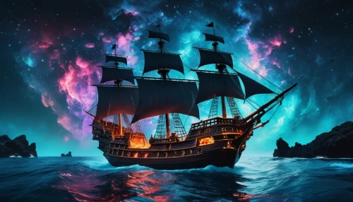 fantasy picture,maelstrom,galleon,caravel,sea sailing ship,ghost ship,pirate ship,sailing ship,sea fantasy,fireships,3d fantasy,fantasy art,sailing ships,sail ship,whaleship,fireship,aurora australis,spelljammer,waterglobe,old ship,Photography,Artistic Photography,Artistic Photography 07