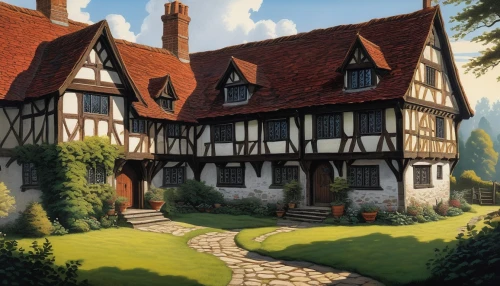 maplecroft,knight village,houses clipart,half-timbered house,witch's house,ludgrove,knight house,tudor,brightmoor,house painting,shire,timbered,half timbered,ightham,half-timbered houses,highstein,hillcourt,traditional house,ravenstone,dumanoir,Illustration,Black and White,Black and White 22