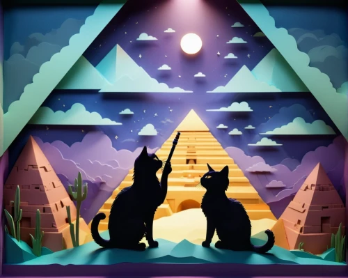 triangles background,starclan,skyclan,shadowclan,pyramids,windclan,rescue alley,step pyramid,pyramide,cat frame,riverclan,cartoon video game background,familiars,cat pageant,ravenpaw,game illustration,sphinxes,life stage icon,vintage cats,mypyramid,Unique,Paper Cuts,Paper Cuts 10