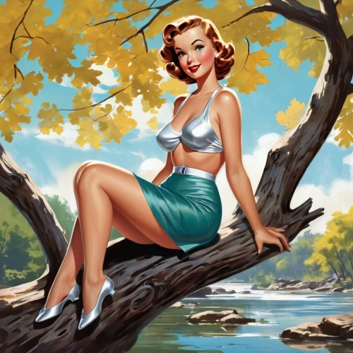 retro pin up girl,pin-up girl,retro pin up girls,pin up girl,pin-up model,pin-up girls,pin ups,pin up girls,christmas pin up girl,retro 1950's clip art,the blonde in the river,girl on the river,watercolor pin up,pin up christmas girl,retro women,retro woman,valentine pin up,valentine day's pin up,retro girl,radebaugh,Illustration,Retro,Retro 12