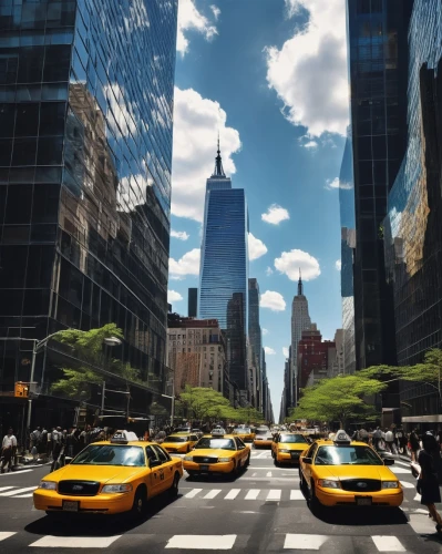 new york taxi,cityscapes,new york streets,taxicabs,city scape,newyork,manhattan,new york,skylines,taxi cab,tall buildings,virtual landscape,nyclu,megacities,5th avenue,nytr,tishman,manhattan skyline,new york skyline,superhighways,Illustration,Japanese style,Japanese Style 17