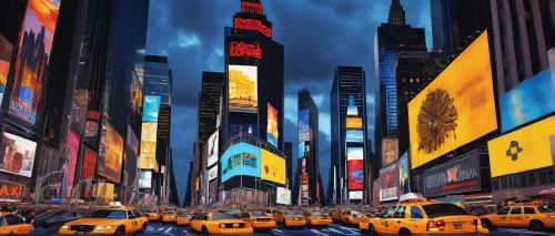 time square,newyork,new york,times square,new york taxi,colorful city,new york streets,cityscapes,taxicabs,manhattan,city scape,big apple,megacities,nyclu,broadway,world digital painting,wallstreet,citylights,nytr,yellow taxi,Illustration,Realistic Fantasy,Realistic Fantasy 32