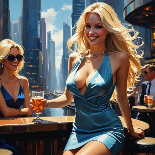 donsky,barmaids,blondes,barmaid,glasses of beer,photorealist,blonde woman,bartender,beer tables,drinks,mcnaughton,drinking party,beer garden,racegoers,kafana,aperitif,advertising campaigns,giantess,blonds,motor boat race,Conceptual Art,Sci-Fi,Sci-Fi 01