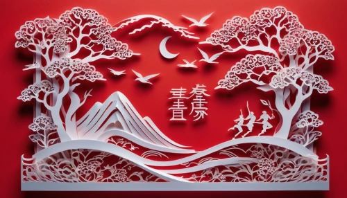 paper art,the laser cuts,metal embossing,cool woodblock images,woodblock printing,guobao,shuozhou,woodblock,wood carving,red background,on a red background,jianfeng,tree signboard,fengshui,xiangdong,glass painting,japanese wave paper,embossing,wenyuan,decorative art,Unique,Paper Cuts,Paper Cuts 03