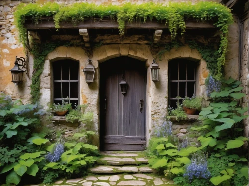 garden door,fairy door,the threshold of the house,cotswolds,doorways,cottage garden,old door,doorway,witch's house,country cottage,front door,blue door,garden shed,the door,doorsteps,fairy house,lodgings,crooked house,french windows,ancient house,Art,Classical Oil Painting,Classical Oil Painting 09