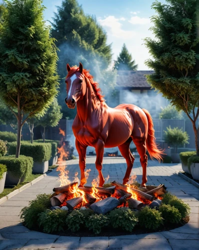 fire horse,the horse at the fountain,epona,weehl horse,equine,clydesdale,flame spirit,painted horse,fireheart,colorful horse,bronze horseman,pegasys,equus,play horse,cheval,neighboured,equestrian,finnhorse,fire background,shire horse,Photography,General,Realistic