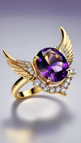 the hummingbird hawk-purple,ring dove,wing purple,chaumet,glass wing butterfly,winged heart,goldsmithing,bird wing,gold and purple,mouawad,ring jewelry,angel wing,ornamental bird,purple and gold,an ornamental bird,sea raven,winged insect,birthstone,winged,constellation swan,Unique,3D,3D Character