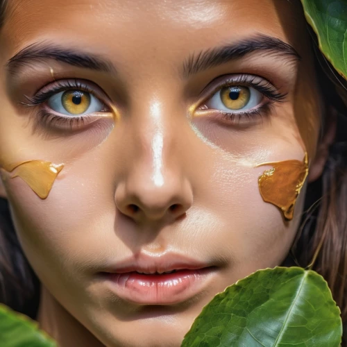 natural cosmetics,natural cosmetic,retouching,tears bronze,witch hazel,natura,eyes makeup,women's eyes,leafed through,ayurveda,golden eyes,argan,yellow leaf,golden leaf,autumn leaf,cosmetics,pollen,manuka,photoshop manipulation,leafcutter,Photography,General,Realistic