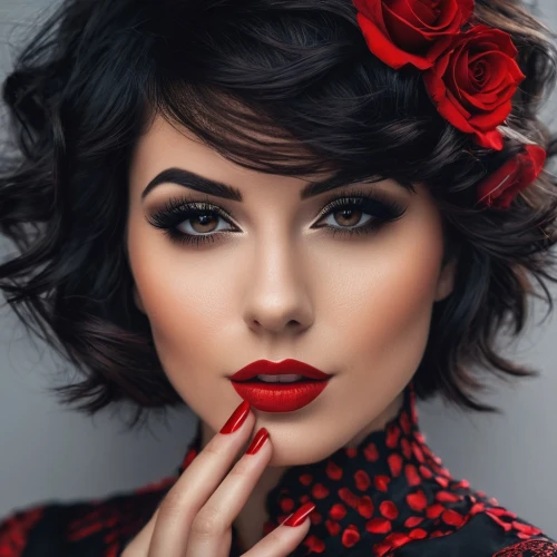 vintage makeup,poppy red,red magnolia,red lips,red lipstick,vintage woman,lady in red,red rose,red roses,ruby red,red tones,retro woman,silk red,petrova,bright red,romantic look,rouge,vintage floral,albanian,seoige,Photography,General,Fantasy