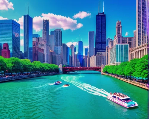 chicago,water taxi,chicago skyline,metra,chicagoland,turismo,colorful city,chicagoan,pedal boats,amerio,citycat,newyork,cityhopper,new york,grand canal,boat landscape,harbour city,regata,cruises,waterways,Conceptual Art,Sci-Fi,Sci-Fi 28