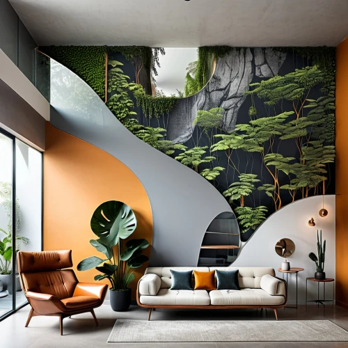 modern decor,interior design,contemporary decor,gournay,mid century modern,wall decoration,interior modern design,apartment lounge,wallcoverings,interior decoration,wall painting,interior decor,landscaped,houseplants,house plants,mid century house,wall paint,wall decor,modern living room,neutra,Illustration,Black and White,Black and White 04