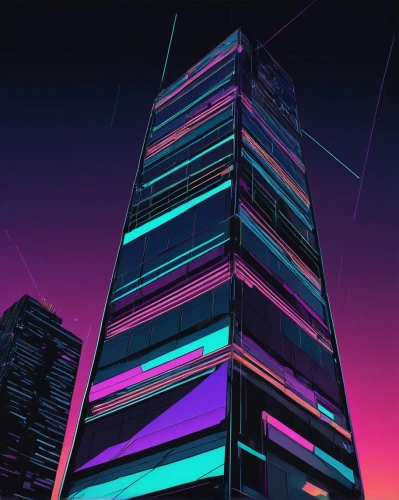 skyscraper,cybercity,skyscraping,electric tower,skyscrapers,the skyscraper,supertall,skycraper,mainframes,pc tower,neon arrows,ctbuh,monoliths,highrises,cybertown,urban towers,high rises,synth,cellular tower,monolith,Art,Artistic Painting,Artistic Painting 49