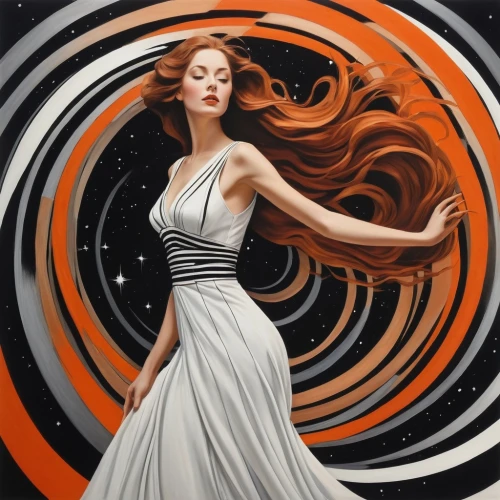 art deco woman,spiral background,art deco background,spiral art,swirling,twirl,whirling,twirled,spiralling,time spiral,girl in a long dress,spiral,whirled,andromeda,whirlwinds,karchner,spinaway,sci fiction illustration,concentric,spirally,Photography,Black and white photography,Black and White Photography 09