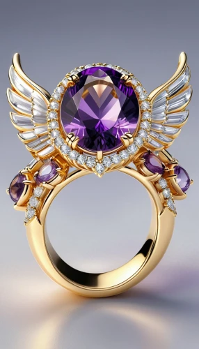 ring dove,ring jewelry,ring with ornament,mouawad,wedding ring,gold and purple,colorful ring,gemology,circular ring,chaumet,wing purple,goldsmithing,jewelry manufacturing,ringen,winged heart,engagement ring,diamond ring,fire ring,purpurite,finger ring,Unique,3D,3D Character