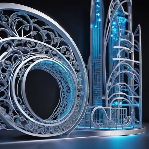 cinema 4d,semi circle arch,turbomachinery,stargates,torus,electric arc,portals,tracery,fractalius,portal,ultrastructure,tron,nurbs,karchner,imagineering,futuristic architecture,kinetic art,thyssenkrupp,chakram,iron construction,Unique,Paper Cuts,Paper Cuts 09