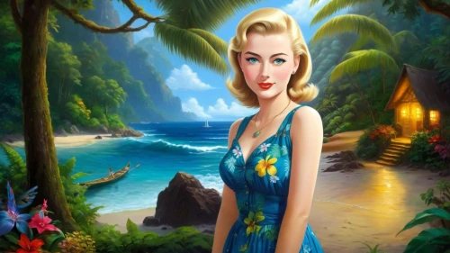 mermaid background,hawaiiana,blue hawaii,cartoon video game background,cuba background,summer background,south pacific,beach background,blue jasmine,art deco background,tropicale,pin up girl,retro pin up girl,pin-up girl,landscape background,kovalam,amphitrite,pin ups,mustique,the blonde in the river