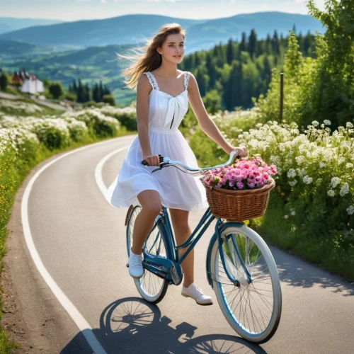 woman bicycle,floral bike,bicycle ride,bicycle riding,bicyclette,bicycling,bicycle path,cycling,bicycled,bicycle,bicyclist,bicycles,bicycle lane,road cycling,road bike,bike ride,bicyclic,bike rider,biking,bike path,Photography,General,Realistic