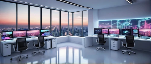 computer room,the server room,modern office,fractal design,computer workstation,control center,monitor wall,cyberscene,supercomputers,supercomputer,trading floor,cybertrader,workstations,cyberport,cybertown,monitors,control desk,cybercity,cybercafes,blur office background,Illustration,Japanese style,Japanese Style 04